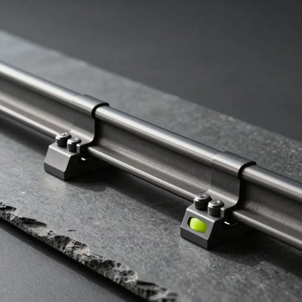 Anodized rail, precision brackets, and linking bar in a premium metallic close-up.